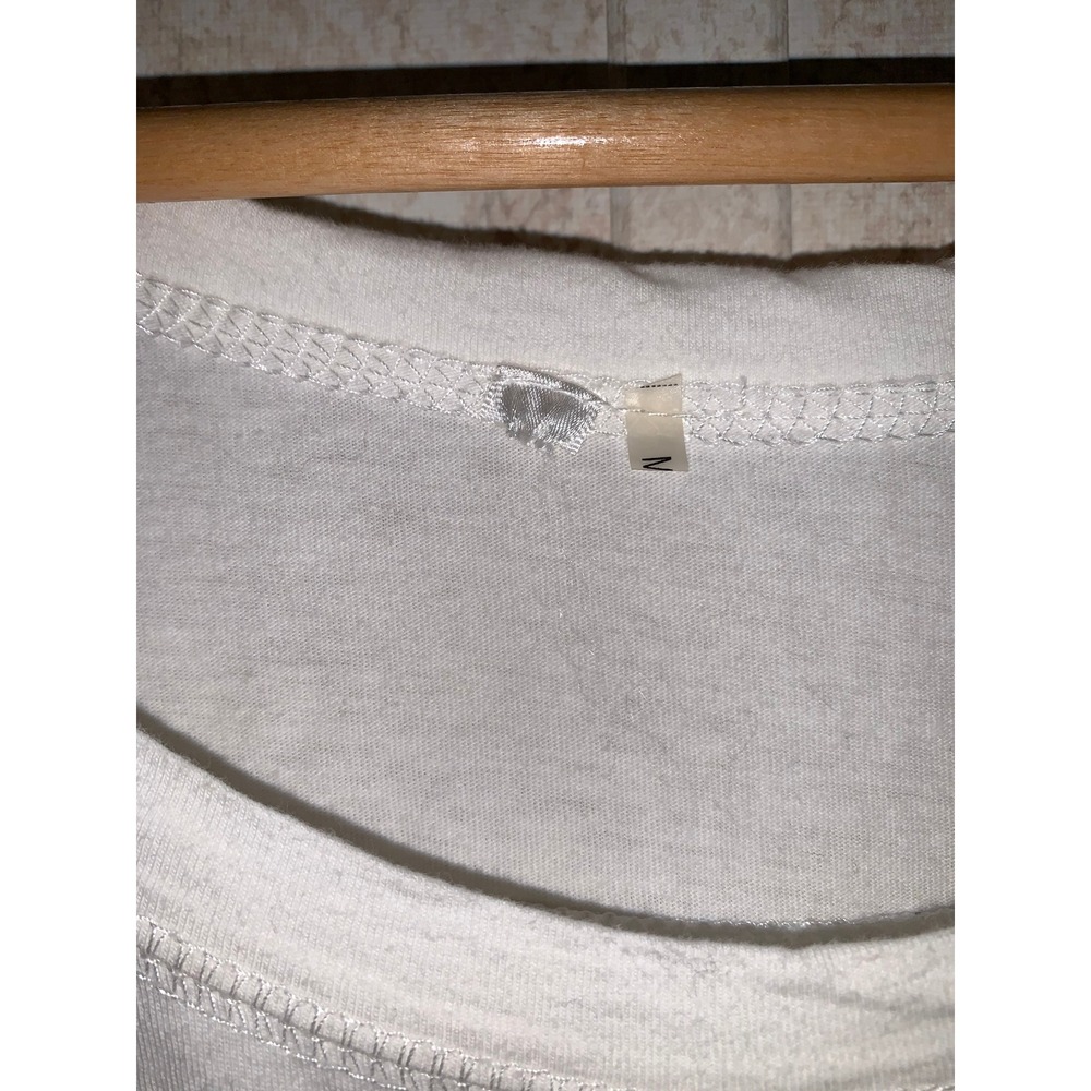 White Floral Lace Long Sleeve Top Mixed Media Scoop Neck High-Low Hem Womens M - Picture 6 of 12